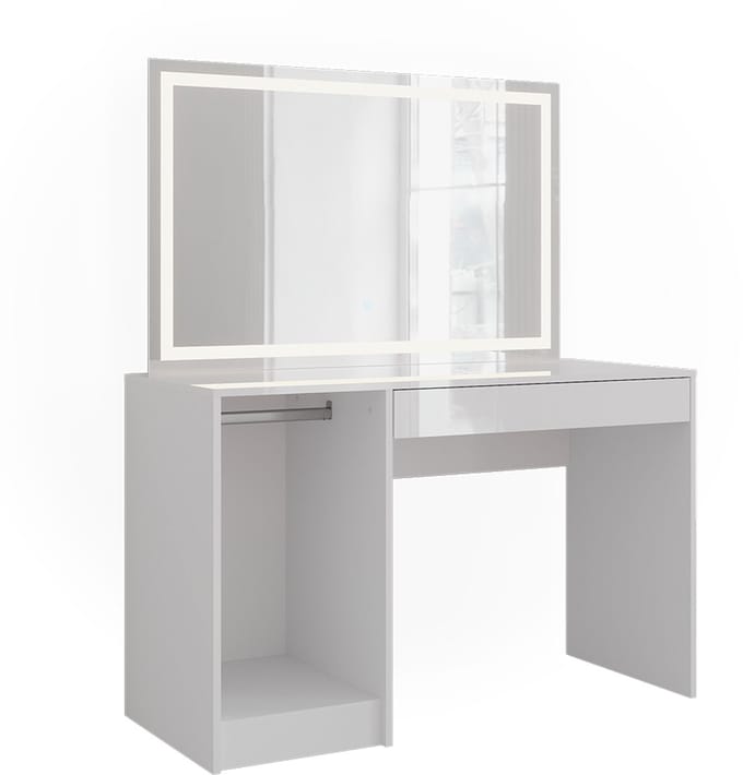 Vicco Sherry Kaptafel met licht – 119.8 cm met LED-spiegel Wit/wit hoogglans