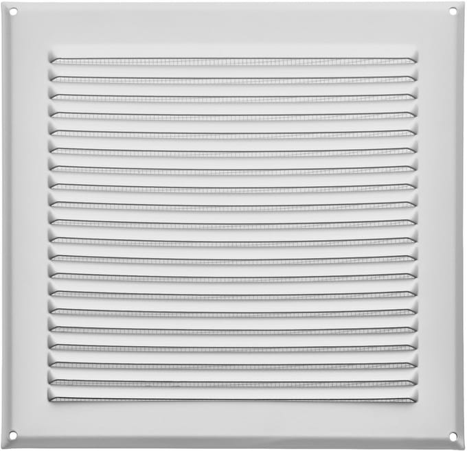 SOTECH aluminium ventilatierooster 250 x 250 mm wit met muggengaas Ventilatierooster voor opschroefbare montage