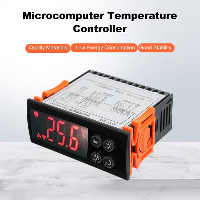 Microcomputer Temperatuurregelaar ECS310 Digitale Thermostaatregelaar met NTC Sensor zwart