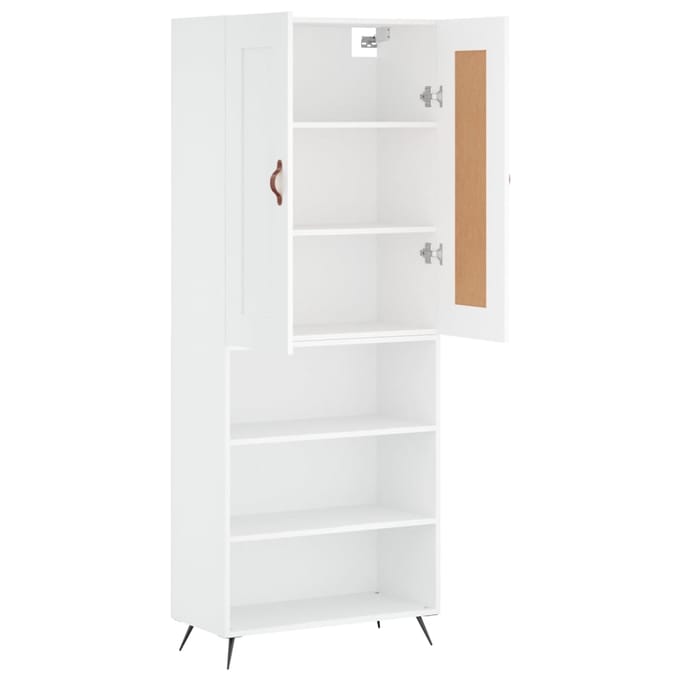 vidaXL - Hoge - kast - 69,5x34x180 - cm - bewerkt - hout - wit