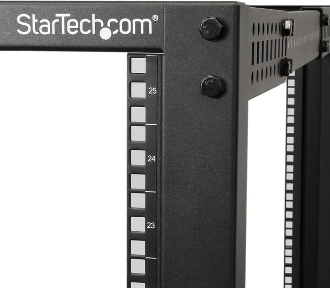 StarTech 25U Open Server Rack Kast - Instelbare Diepte, Zwenkwielen en Kabelhaken