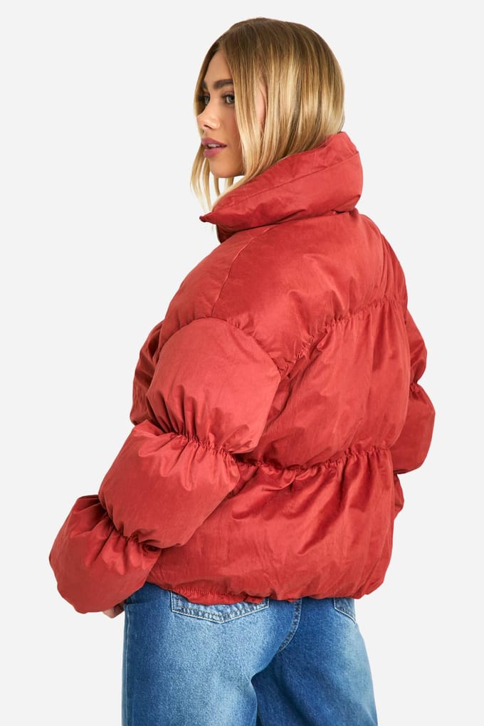 boohoo Dames Peached gevoerde pufferjas | Rust | Maat: 14