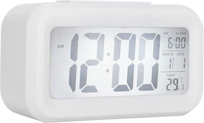 Digitale Wekker met Anti-condens LCD-scherm en Stille Scanbeweging - Wit