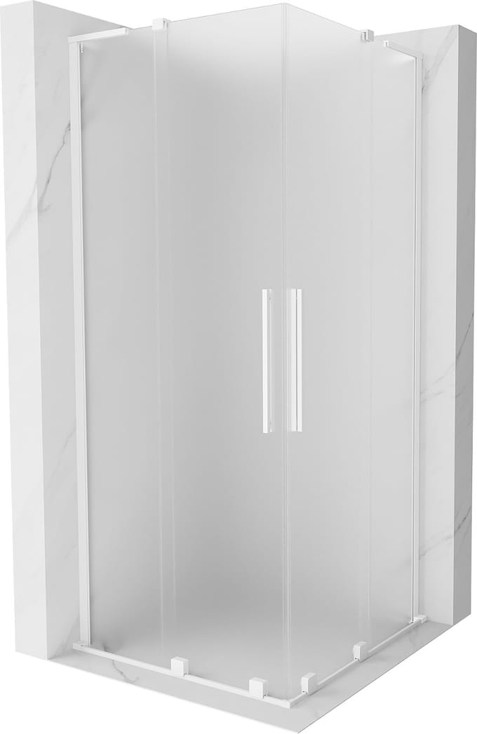 Mexen Velar L Duo schuifdouchecabine 80 x 80 , matglas, wit - 871-080-080-02-33-20