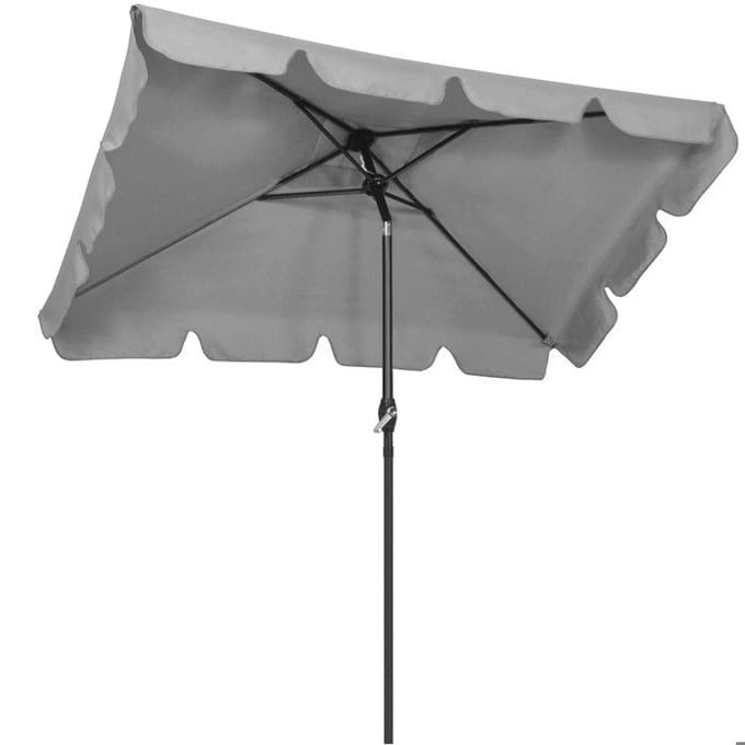 Springos® Parasol de jardin rectangulaire avec fonction d'inclinaison et manivelle 240 cm gris