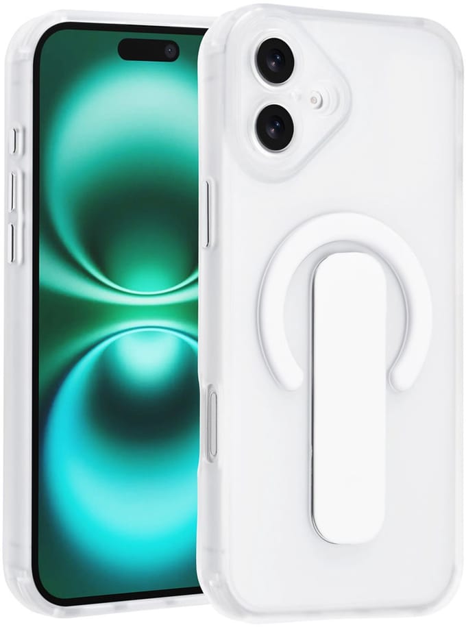 TUNIQ Anti-shock Back cover voor iPhone 16 Plus - Met Ring Stand - Zilver