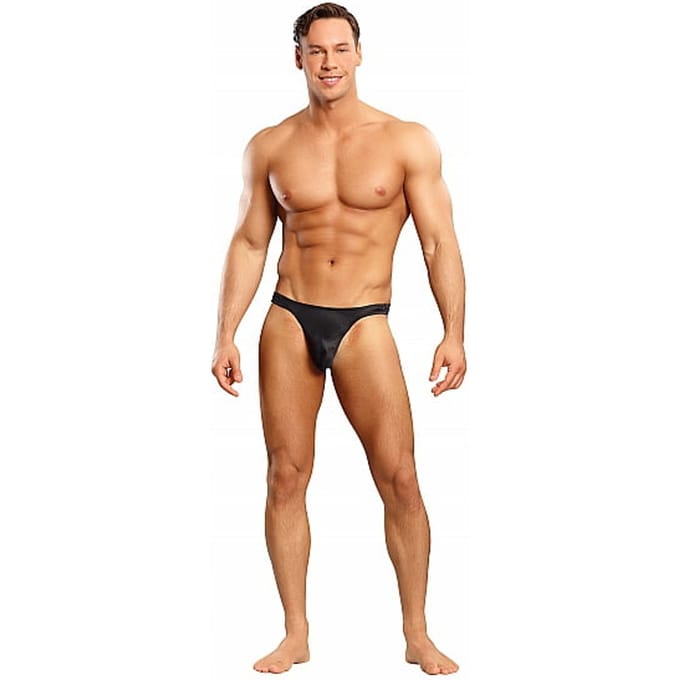 Satijnen Bong Thong String - Zwart