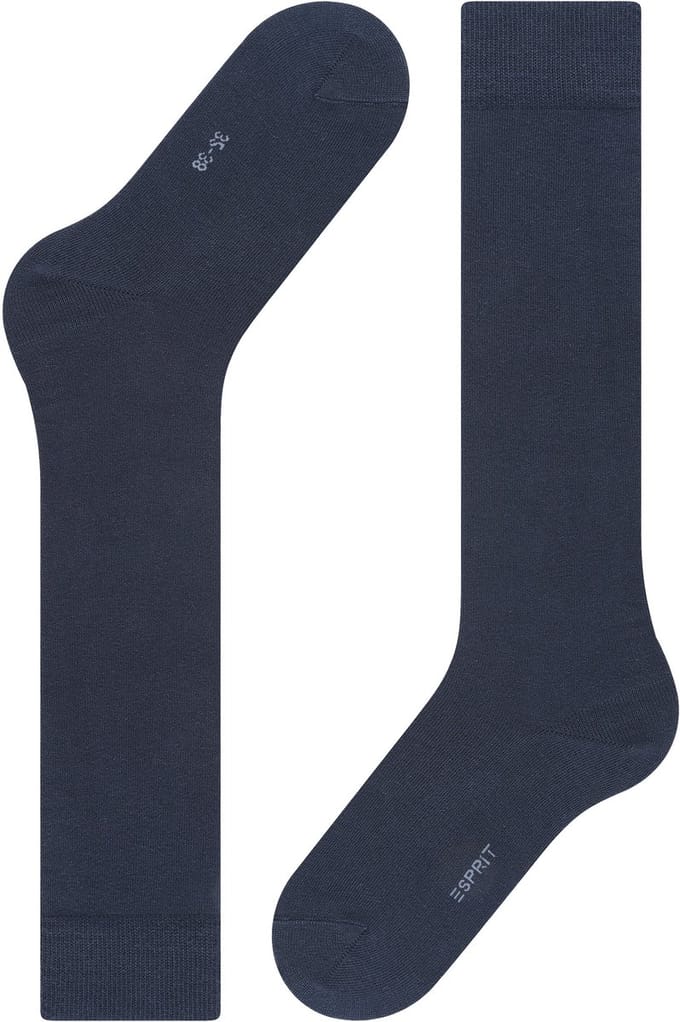 Esprit Basic Pure met comfort tailleband katoen kniekousen dames blauw - maat 39-42
