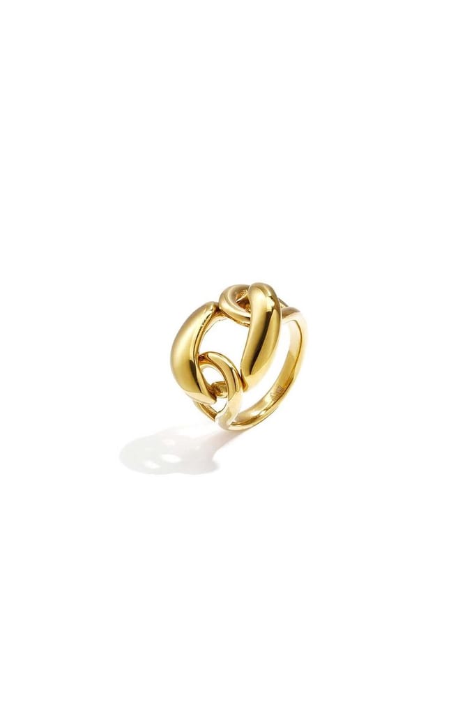 Bijoutheek Ring (Sieraad) Statement Grote Schakel Maat 18 Goudkleurig