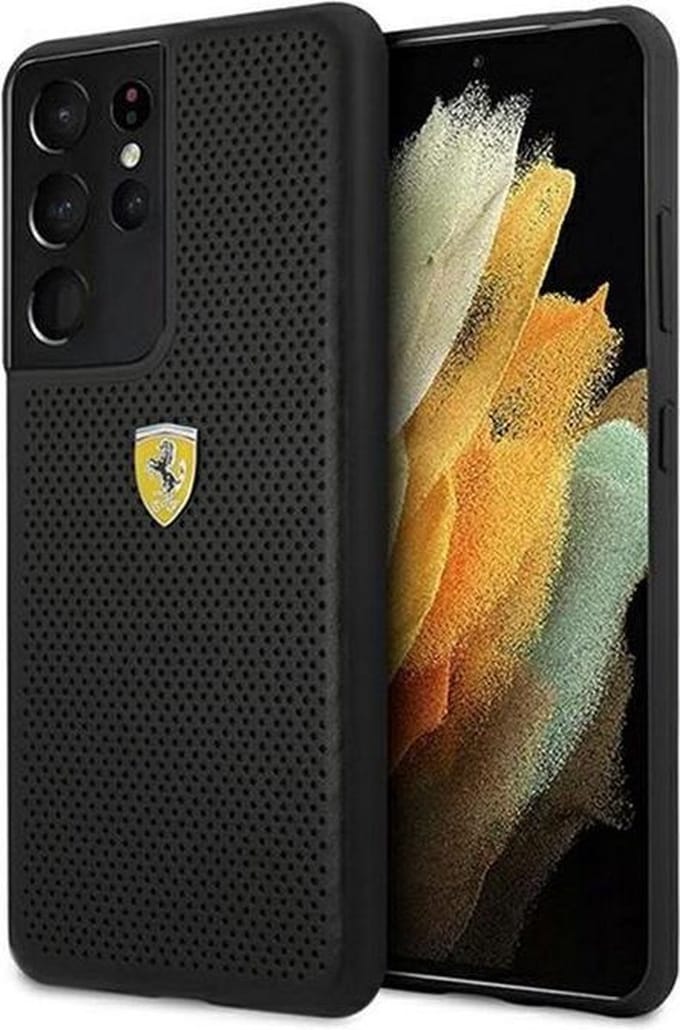 Ferrari Perforated Back Case - Geschikt voor Samsung Galaxy S21 Ultra - Zwart