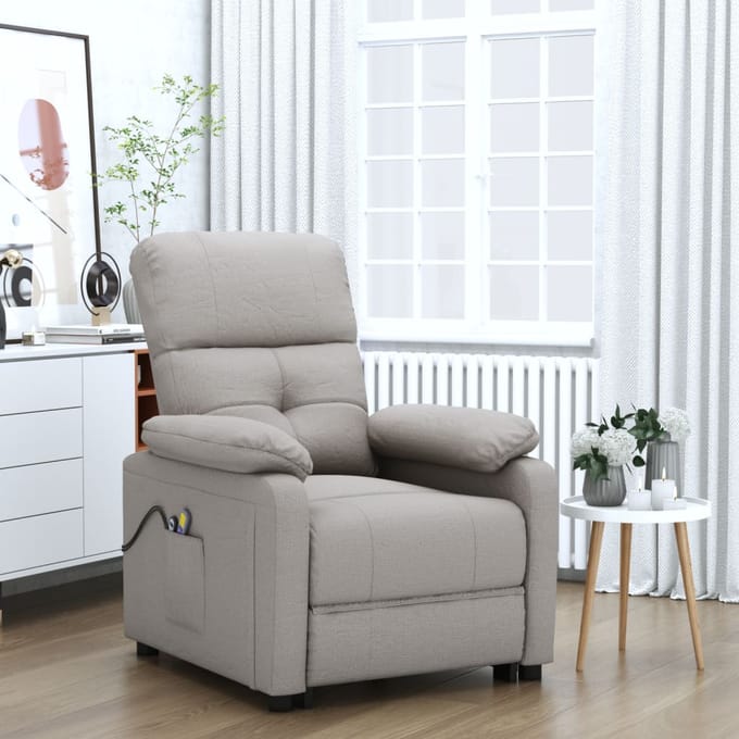 vidaXL - Massagestoel - elektrisch - stof - taupe