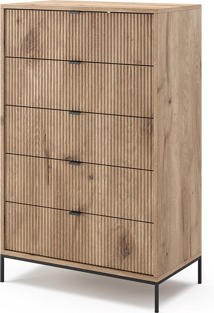 Vicco Eliza Ladekast – 76 x 120 cm met 5 laden Viking Eik