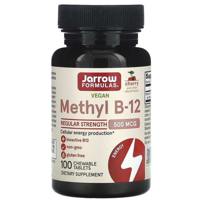 Jarrow Formulas, Methyl B12, Kersensmaak, 500 mcg, 100 Kauwtabletten