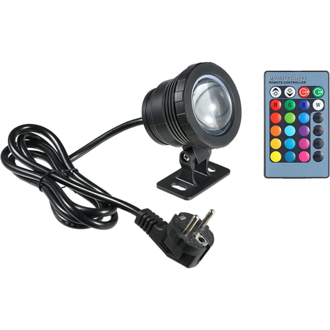 AC85-265V 10W RGB LED lampe submersible de lumière sous-marine avec télécommande 16 couleurs changeantes EU Plug noir