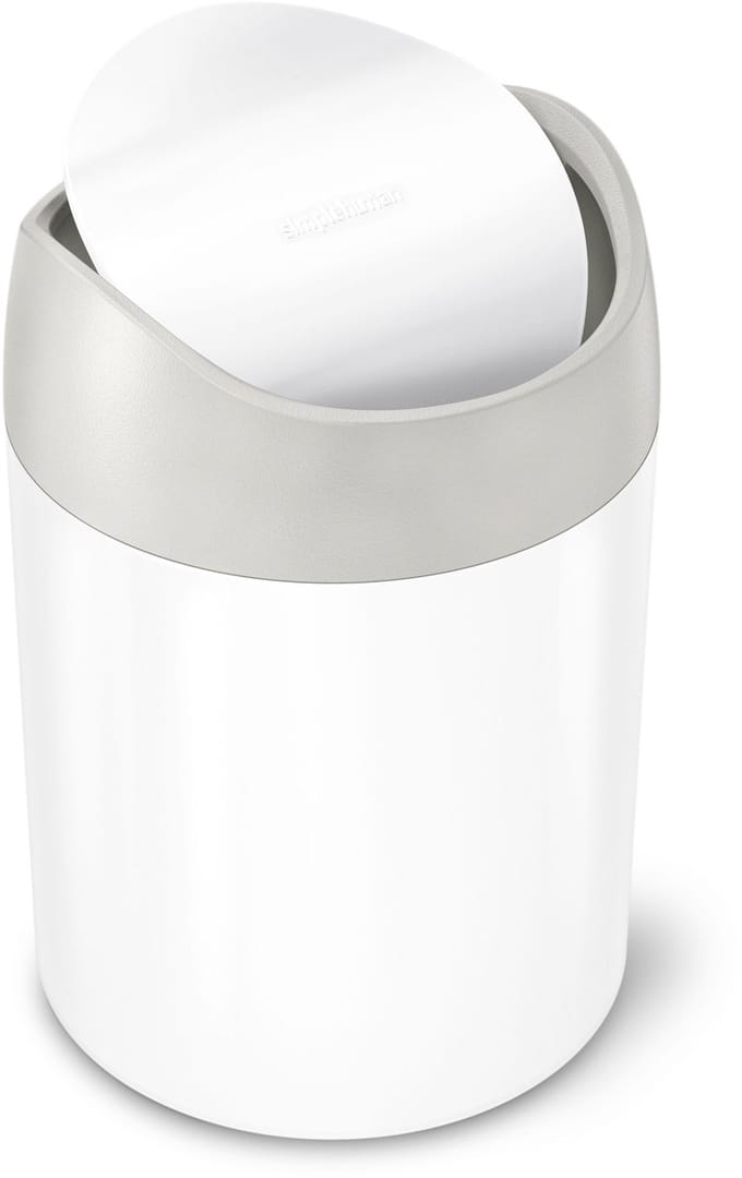 Simplehuman Tafelafvalbakje van 1,5 Liter - Wit Roestvrij Staal