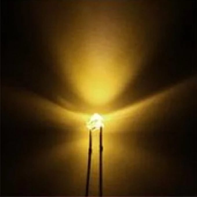 1.8mm led met kabel 20cm 12v 10 stuks kleur Geel