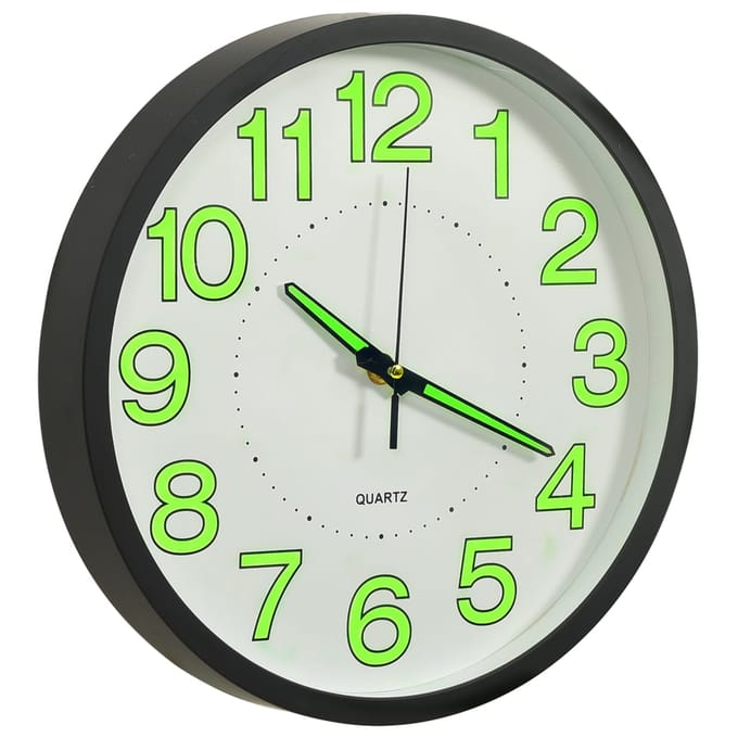 vidaXL - Wandklok - lichtgevend - 30 - cm - zwart