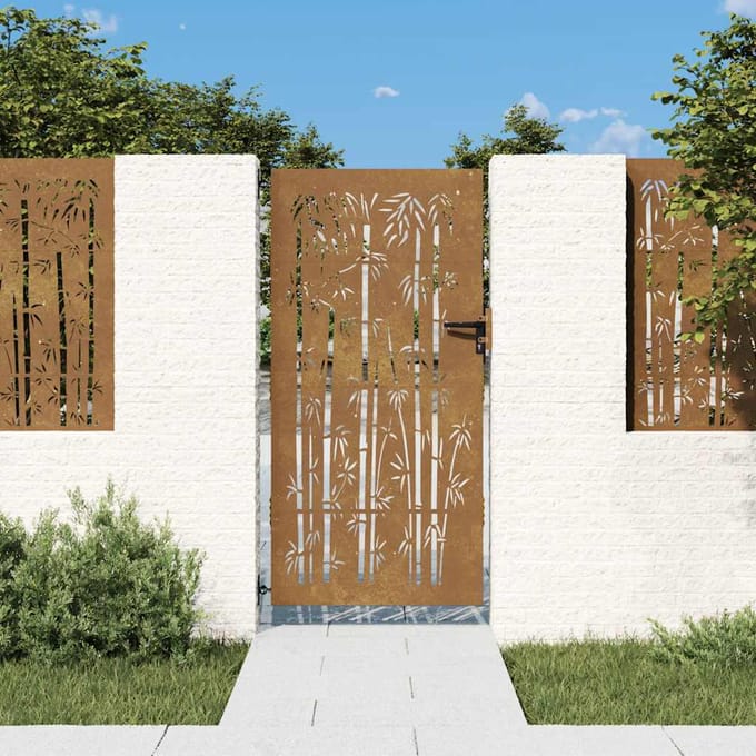 vidaXL - Tuinpoort - 85 - x - 200 - cm - Poedercoated - staal - Zwart - Vergrendelbaar