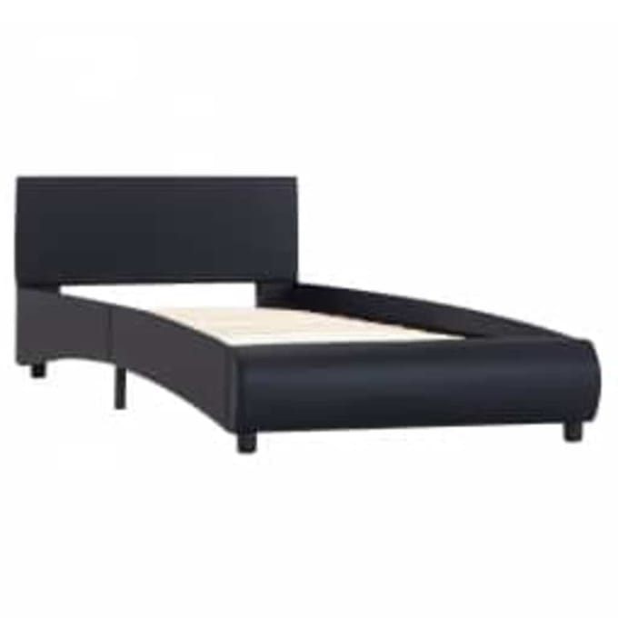 vidaXL - Bedframe - met - LED - kunstleer - zwart - 100x200 - cm