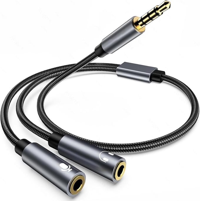 Koptelefoon Adapter - Audio Splitter - Geluid Delen - Twee Poorten - Compact Formaat - Zwart