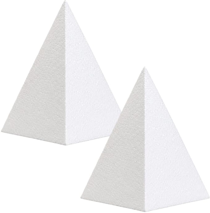 Piepschuim vormen - piramide - 2x - H30 x D14 cm - styropor hobby / DIY vorm - basis knutselfiguren