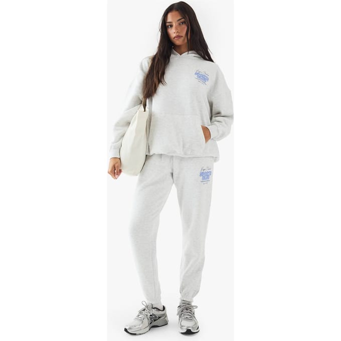 boohoo Dames DSGN Studio Sports Bubble Slogan Oversized Jogger | Ash Grey | Maat: Small