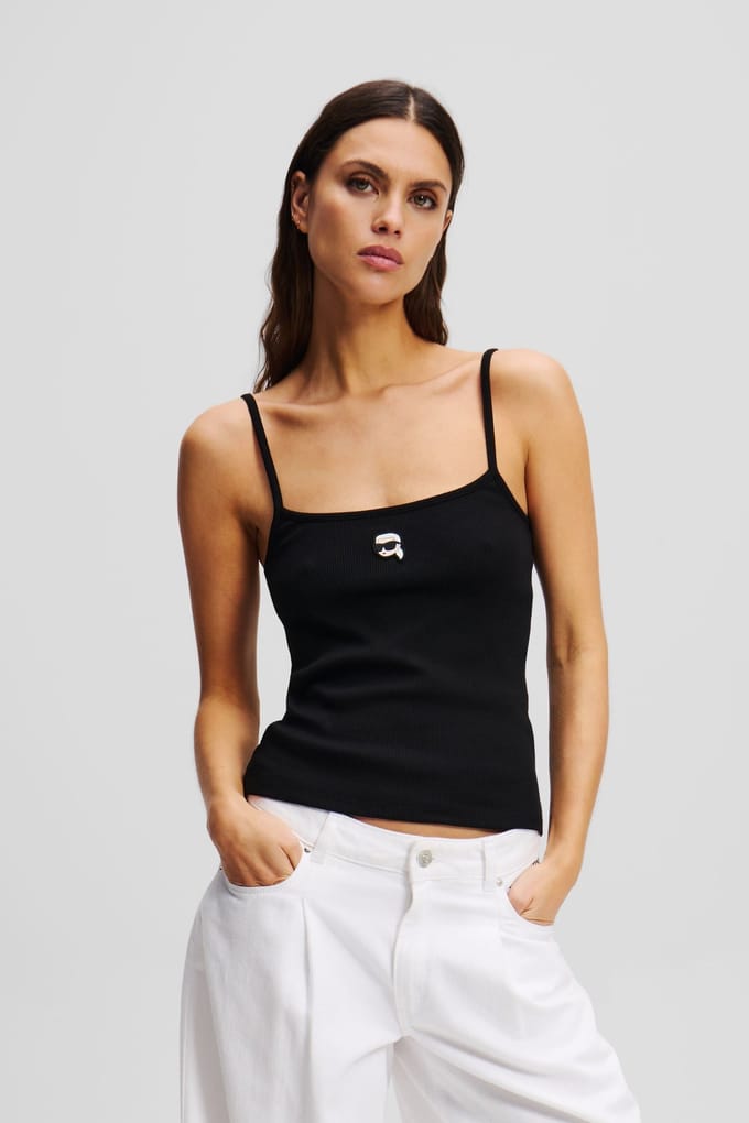 Karl Lagerfeld Ikon Patch Tank Top Black Größe: L | Tanktops Outlet | Damen | Schwarz