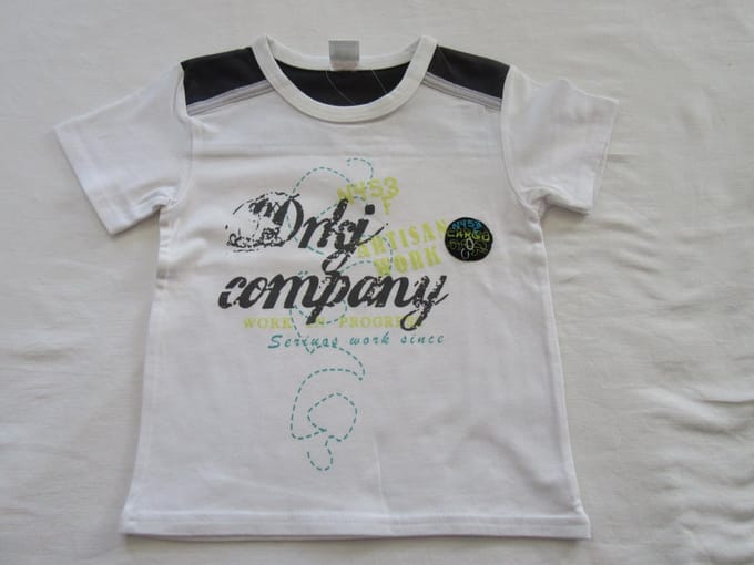 dirkje , jongens, t-shirt korte mouw  , wit ,gele artisan work ,  98 - 3 jaar