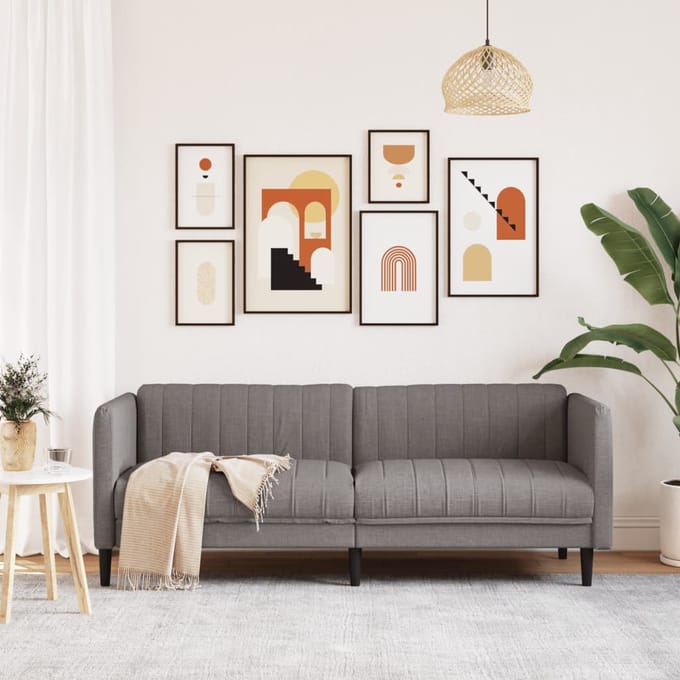 Vidaxl Bank 3-zits, Kleur Taupe, Bekleed met Stof