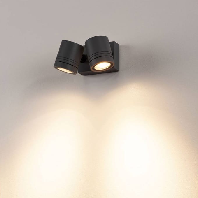SLV Myra buitenwandlamp, 2-lamps, antraciet