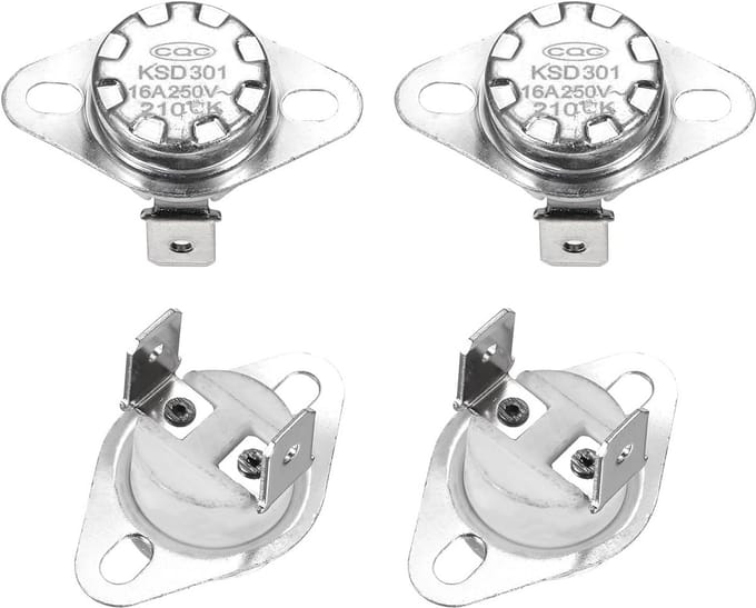 4x Temperatuurschakelaar Thermostaat 210°C Normaal Open (N.O.) voor Keukenapparatuur en Verwarming