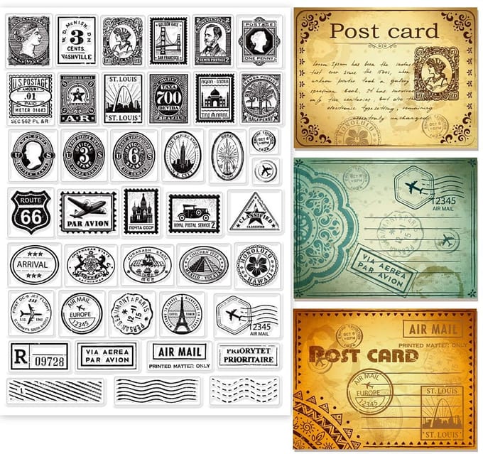 BaBaBa – Clearstempelset Luchtpost A4 – Vintage Airmail Thema – Scrapbooking & Kaarten Maken