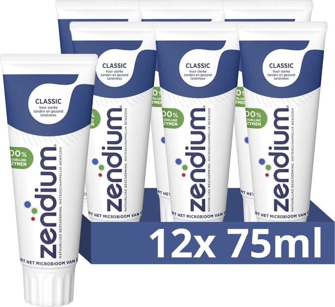 Zendium - Tandpasta - Classic - 12 x 75 ml - Voordeelverpakking