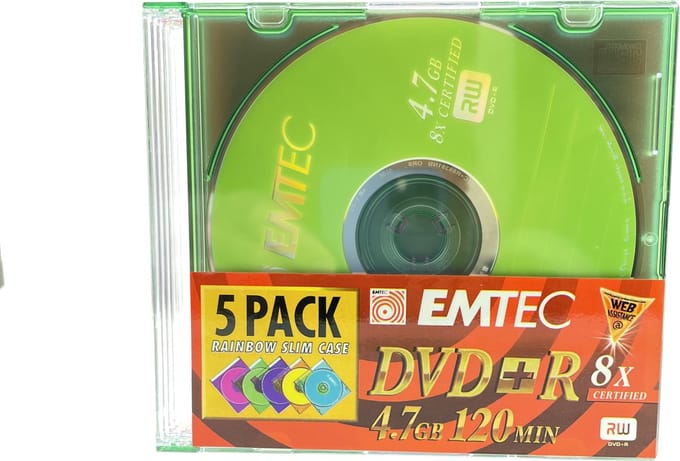 Emtec Regenboog Hoesjes Premium Digital Video Quality DVD+R 120 min 4.7 GB 5-pack