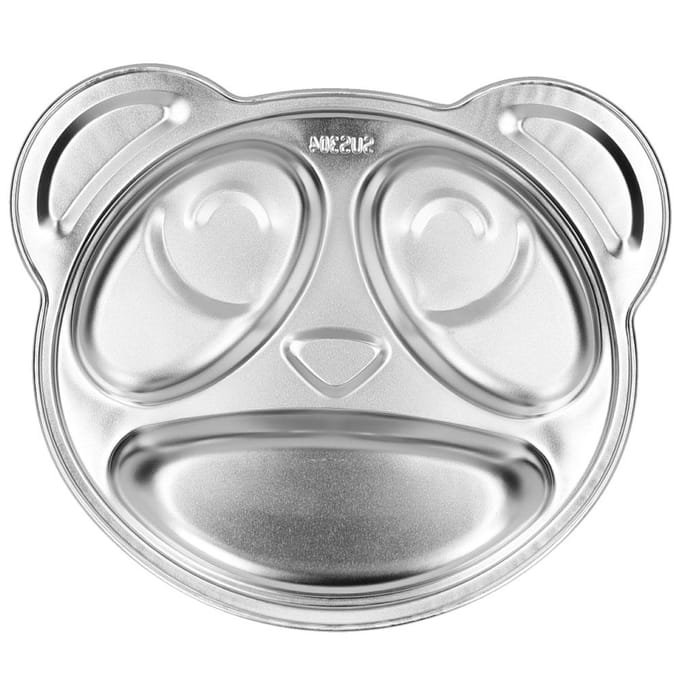Assiette de nourriture pour enfants en acier inoxydable 304 en forme de panda, pour la maison, la maternelle et l'école white