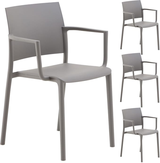 Tuinstoel TERRA, stapelbaar, set van 4 - grijs