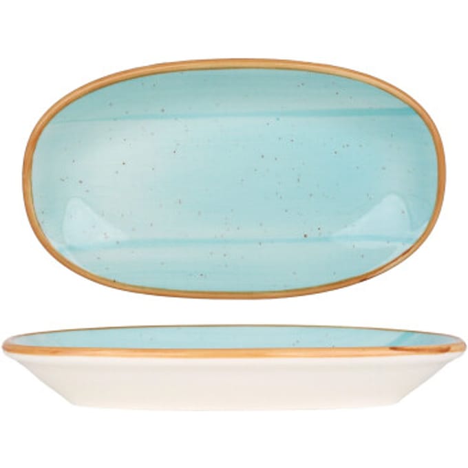 Bonna Serveerschaal - Aqua - Porselein - 19x11 cm - set van 2