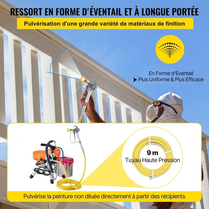 Pistolet à Peinture Airless Haute Pression 2200W Peinture Pulvérisateur