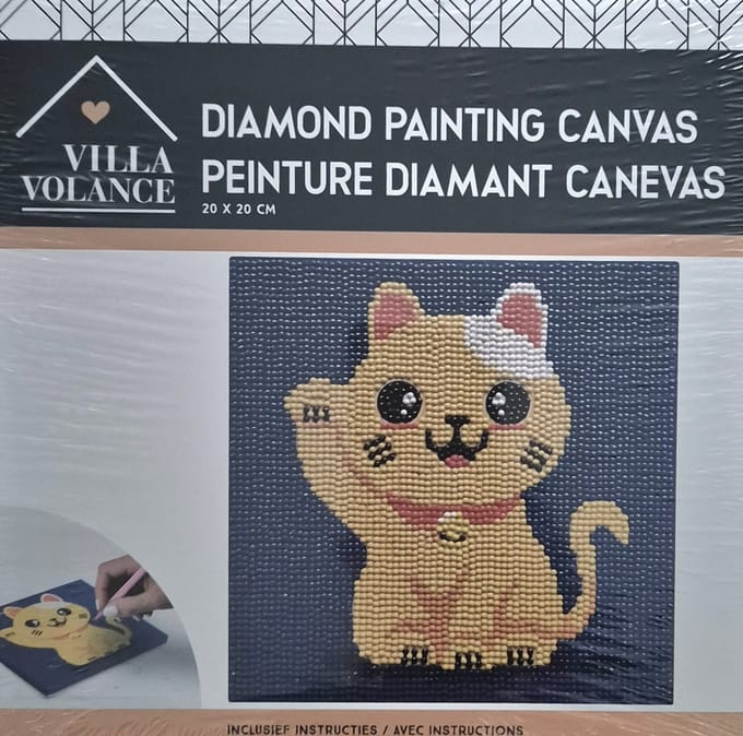 Diamond Painting Canvas - Lucky Cat - Maneki - 20x20 cm