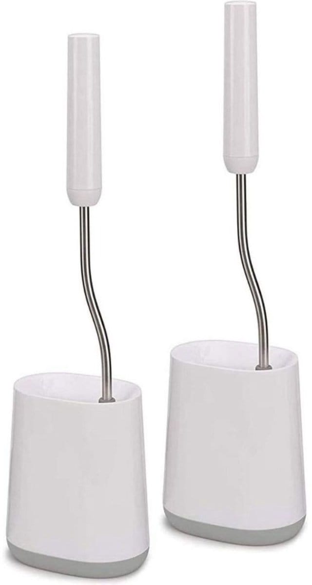 Toiletborstel Set met 2 Stuks, Wit/Zilver - Joseph Joseph | Flex Lite