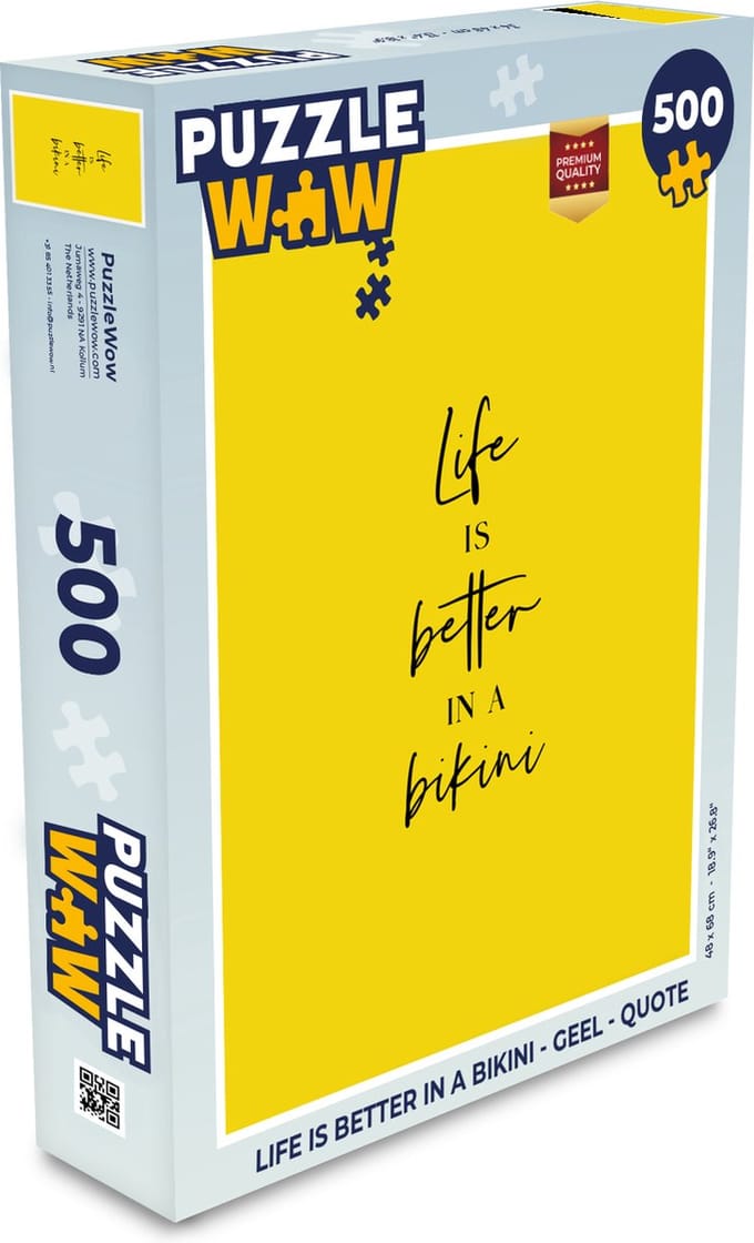 Puzzel Life is better in a bikini - Geel - Quote - Legpuzzel - Puzzel 500 stukjes