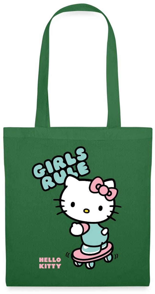 Hello Kitty Op Een Skateboard Met Girls Rules Tas Van Stof Schoudertas