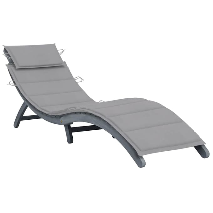 vidaXL - Ligbed - met - kussen - massief - acaciahout - grijs
