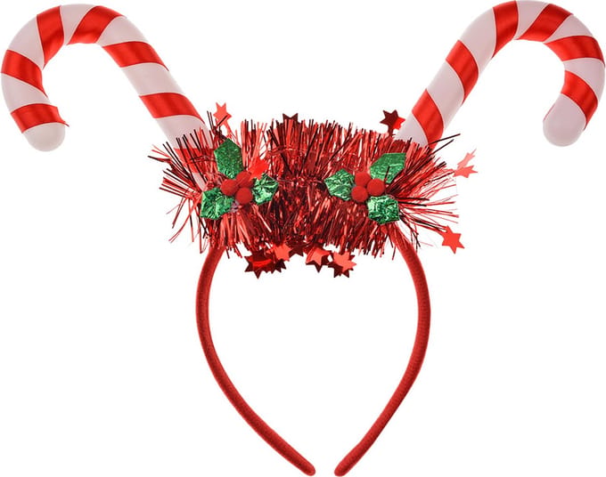 Clayre & Eef Kerst Haarband 28x3x23 cm Rood Kunststof Zuurstok Kerst