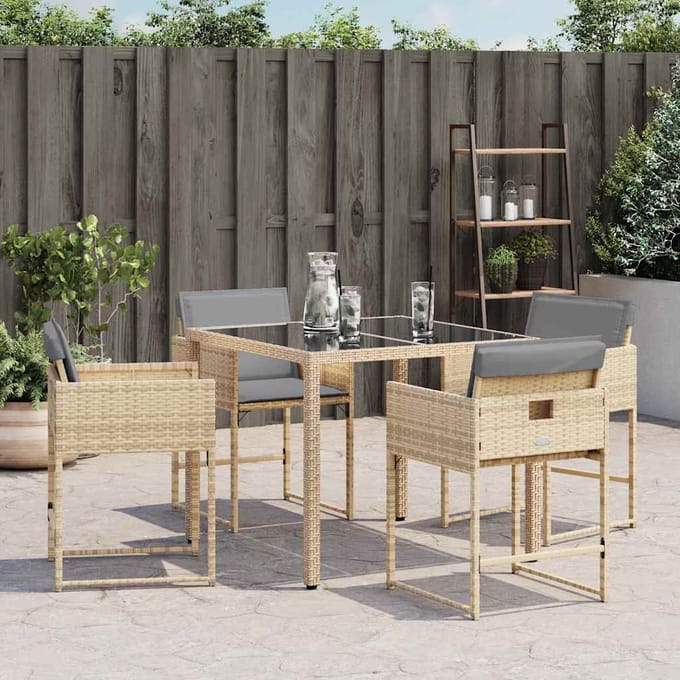 vidaXL - Tuinstoelen - 4 - st - met - kussens - poly - rattan - gemengd - beige