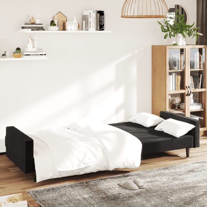vidaXL - Slaapbank - 2-zits - fluweel - zwart