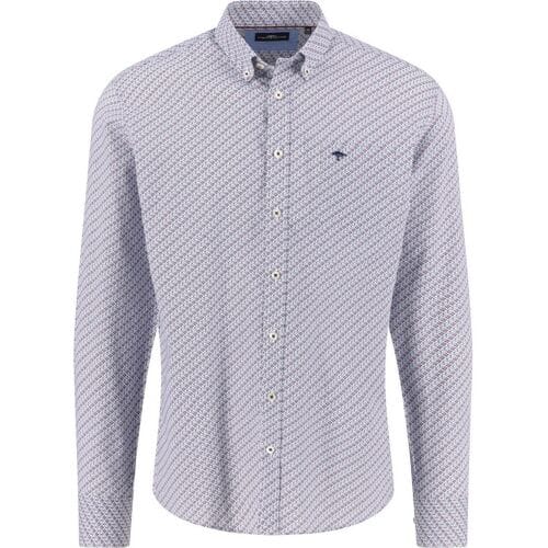 Fynch-Hatton Overhemd Mini Wave Allover Pattern Deep Merlot-Blue / male