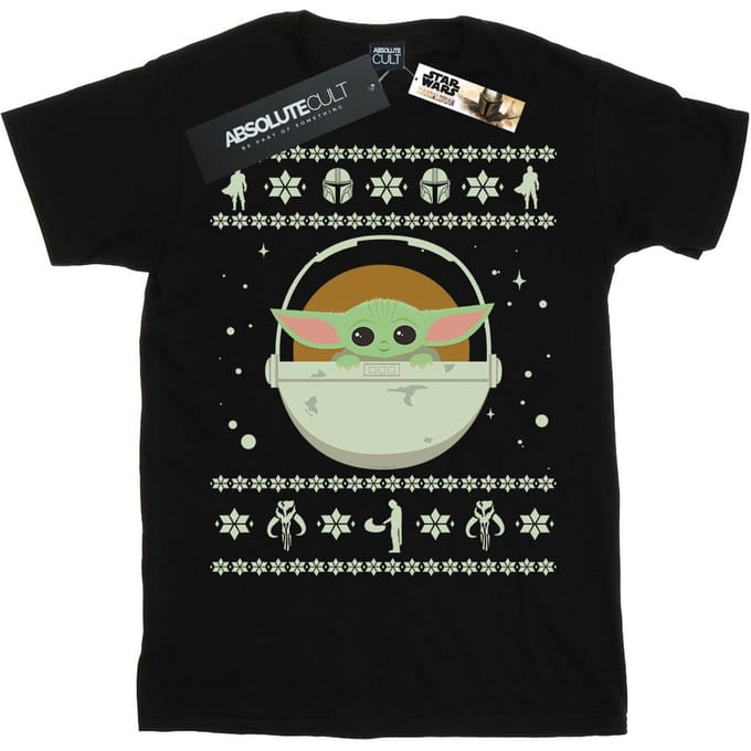 Star Wars Heren The Mandalorian Het Kind Kerst-T-shirt (Zwart)