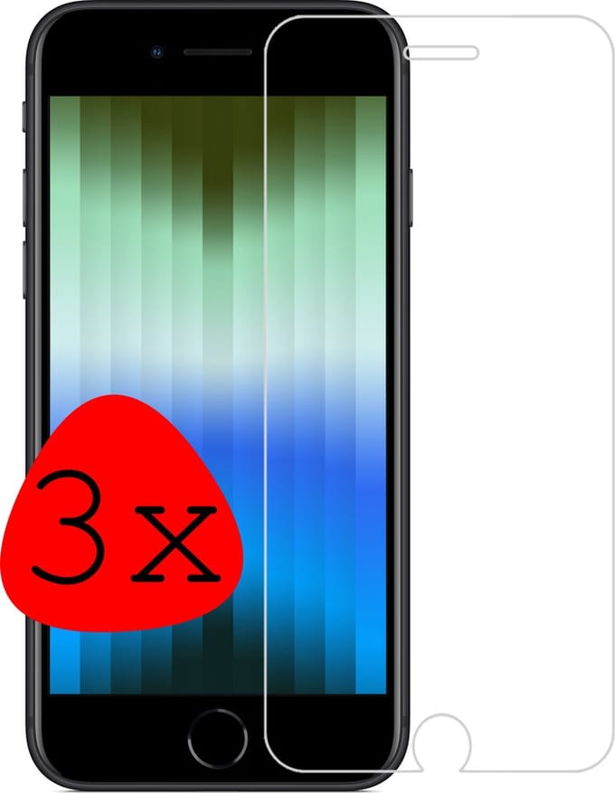 Screenprotector - 3 Stuks Geschikt voor Apple iPhone SE (2022) - Extra Sterk - Beschermglas - Gehard Glas - Tempered Glass - Screen Protector
