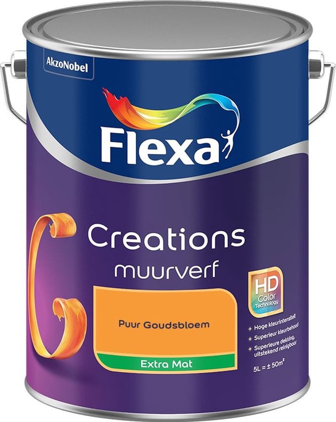 Flexa - Creations Muurverf Extra Mat - Puur Goudsbloem - Mengverf - 5 L